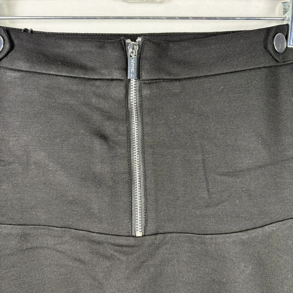 Tahari Womens Black Ruffle Hem silver‎ button zipper Skirt Career casual 8 NWT